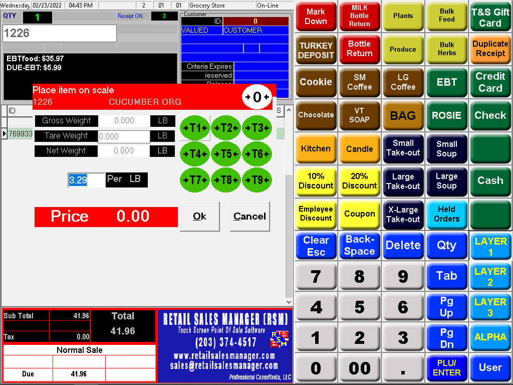 Retail Sales Manager POS - Scale dialog pop-up